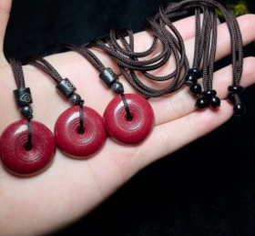 D朱砂吊坠-回纹平安扣配绳27#6D4