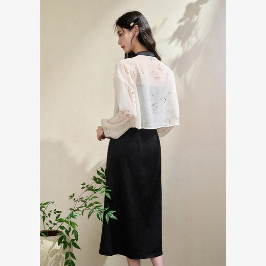 新中式国风套装女立领盘扣轻薄衬衫搭吊带裙两件套V2641972 商品图4