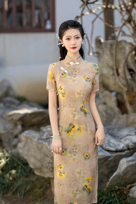 天丝麻年轻款日常复古文艺淑女改良旗袍ZA211