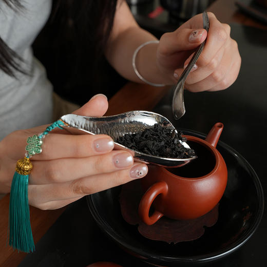 莲君茶则套装/锤点银色/古铜  茶则茶拨二件套 茶道配件中式赏茶荷茶勺投茶分茶 商品图4