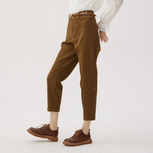 谜底休闲裤女2024秋季款通勤风百搭高腰修身九分小脚裤247MK5212 商品图1