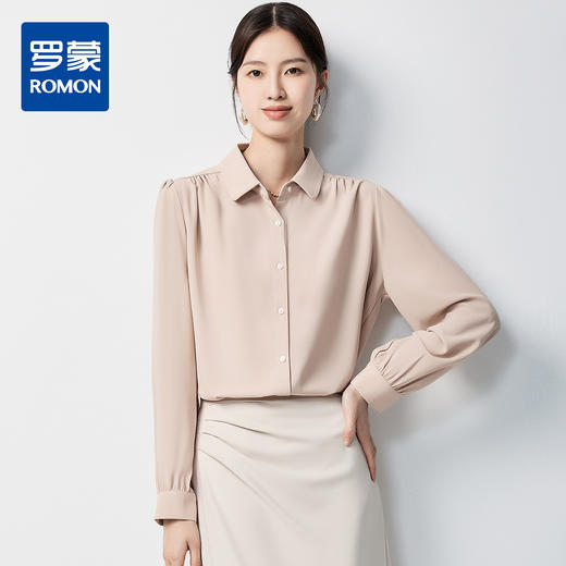 【温柔甜美&简约休闲】罗蒙女士长袖衬衫上班日常气质百搭衬衣男 商品图0