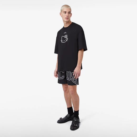 GCDS 男士 hellokitty 联名徽标印花棉质圆领短袖T恤 黑色 A1CM2313JA399 商品图3