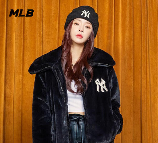 MLB男女装2022秋季新款情侣羊羔绒保暖外套NY时尚宽松潮流运动上衣3AJPF0416 商品图3