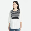 【B8F】快乐屋孕妇减龄针织条纹拼接五分袖上衣版 商品缩略图3