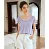 OLrain欧芮儿法式紫色针织衫女夏季2024年新款小香风圆领短袖 商品缩略图1
