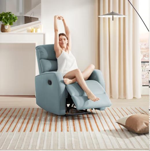 顾家家居（KUKA）现代简约小户型科技布单人沙发布艺功能单椅太空舱沙发A025 活力橙单人位手动 商品图2