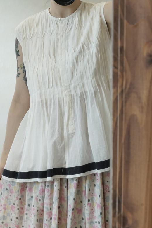 KHADI&CO 手纺棉打褶无袖上衣 商品图3