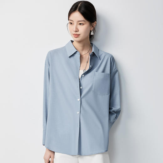 【简约纯色】罗蒙女士长袖衬衫可外穿大众休闲百搭时尚衬衣女 商品图1