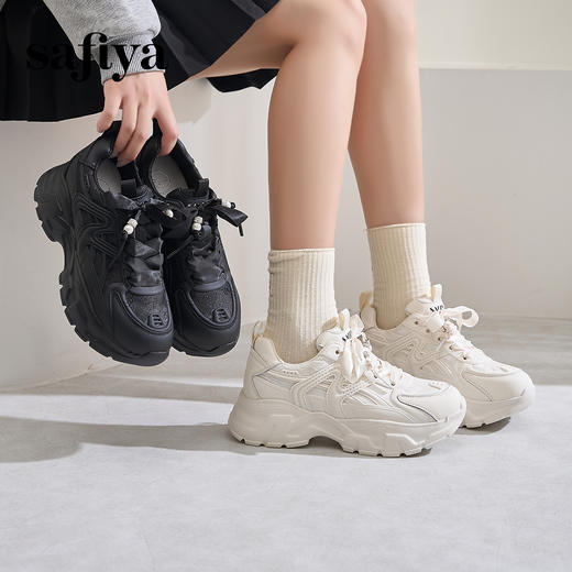 Safiya/索菲娅2024秋 国风新中式增高厚底轻便运动休闲老爹鞋 SF43112009 商品图0