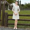 IWY/职场通勤米色圆领连衣裙女气质中长款大摆a字裙单排纽扣西装裙Q1156 商品缩略图4