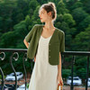 欧芮儿法式复古绿色V领短外套女夏季2024新款通勤高级感短袖上衣 商品缩略图1
