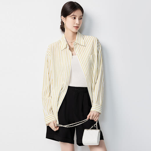 【多色可选&简约条纹】罗蒙女士长袖衬衫商务休闲大众日常衬衣女 商品图4