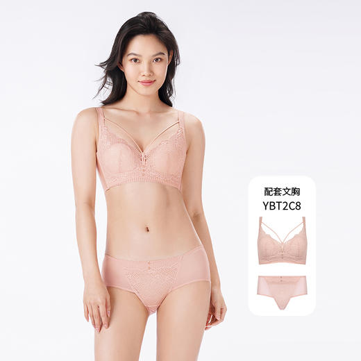 都市丽人内裤薄透丝滑三角裤蕾丝+泳布女士内裤YPT2C8 商品图4
