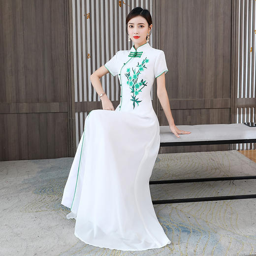 AHM hzj2919复古盘扣改良旗袍连衣裙时尚绣花气质 商品图2