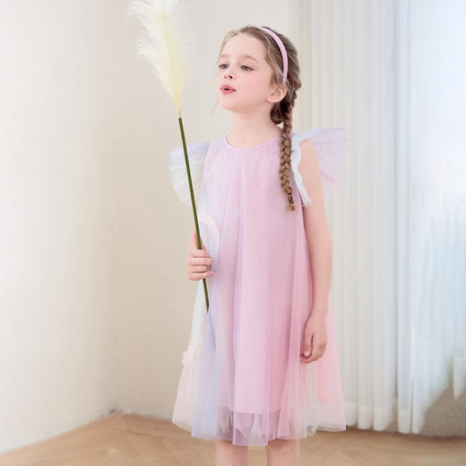 mettekids女童连衣裙2024夏新款儿童甜美网纱公主裙女孩彩色裙子 商品图1