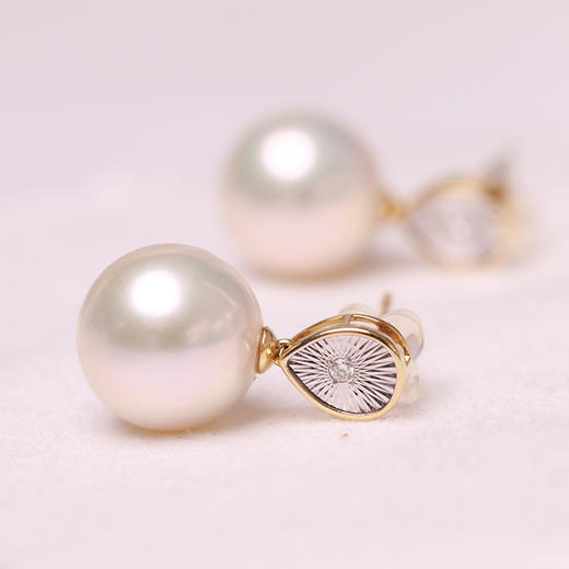 美裕 18K淡水珍珠耳钉10-11mm 108306W 商品图4