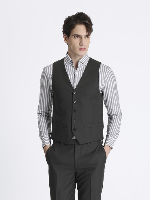 callisto绿色绵羊毛桑蚕丝正装马甲 ATBWV023C 商品图0