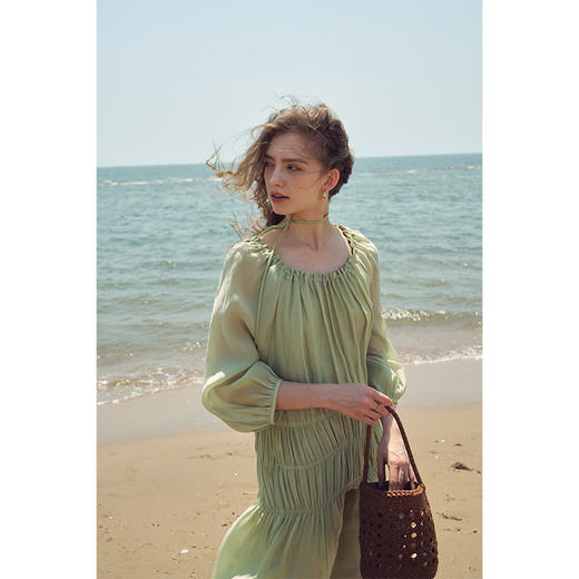 （小眠专属）HeyDress法式天丝连衣裙女夏季圆领宽松慵懒感气质两件套薄纱裙子 商品图1