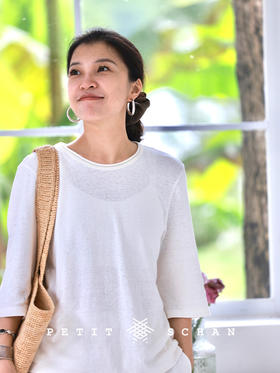 PETIT SCHAN小闪 CLO#530 this summer is a little long 这个夏天有点长 汉麻棉针织多色七分袖基础短袖T恤