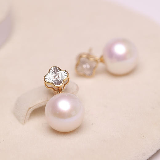 美裕 18K金淡水珍珠耳钉10-11mm 108303 W 商品图3