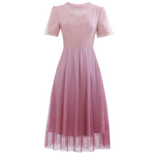 勿忘花网纱连衣裙女夏2024夏季新款品牌气质优雅修身收腰显瘦裙子 商品图4