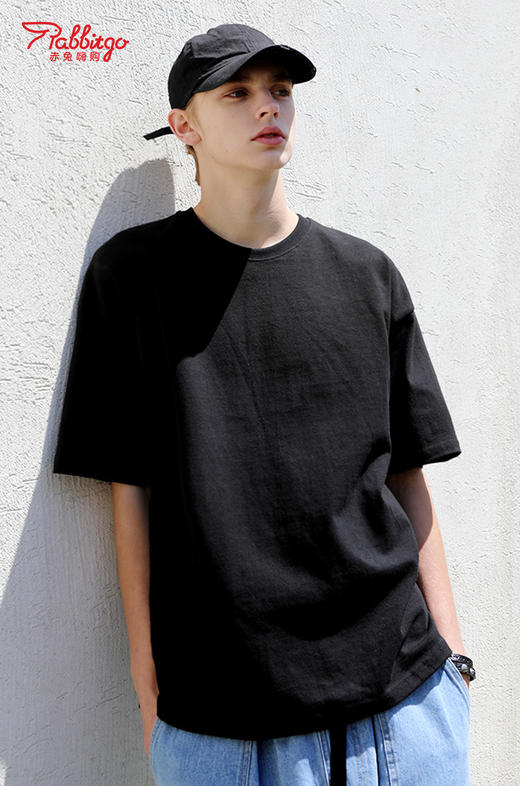 赤兔嗨购7A抗菌T恤宽松休闲微落肩男女同款24年新品微落肩短袖 商品图4