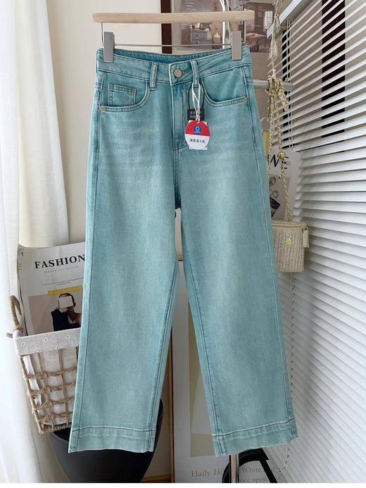 老米优品/🎈好特别~~炒鸡显白！《复古翡翠绿水洗染色 牛仔法棍九分裤》显瘦显腿直！  K240625A 商品图6