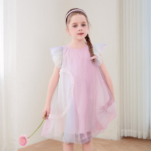 mettekids女童连衣裙2024夏新款儿童甜美网纱公主裙女孩彩色裙子 商品图3
