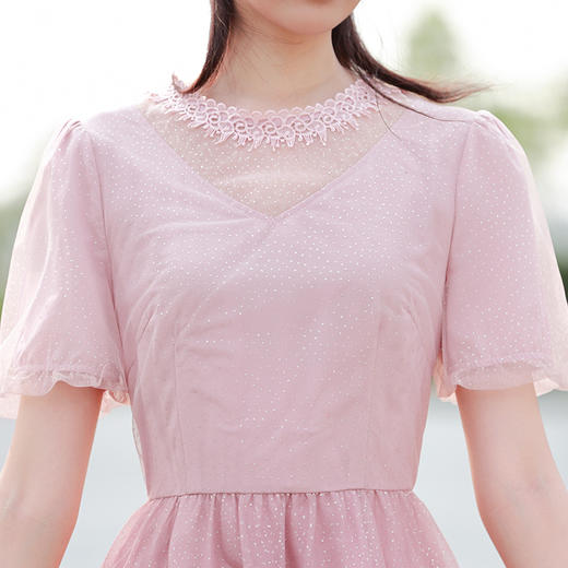 勿忘花网纱连衣裙女夏2024夏季新款品牌气质优雅修身收腰显瘦裙子 商品图3