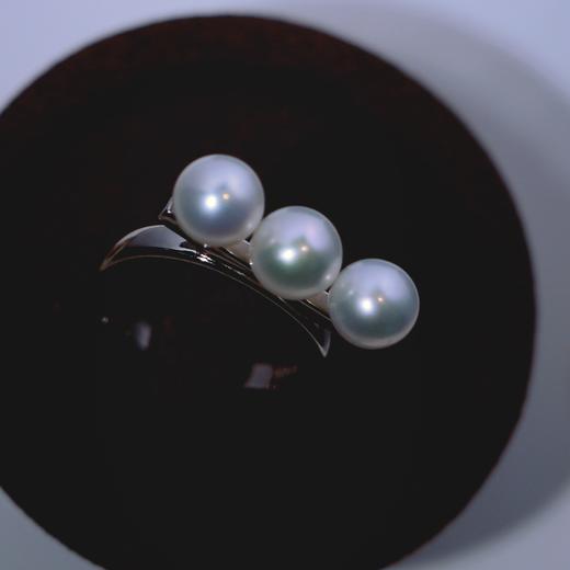 甄珠贝 平衡木戒指 淡水珍珠7-8mm 925纯银配件 商品图3