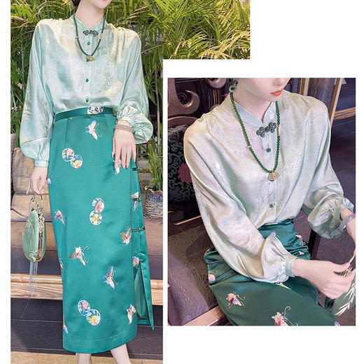 裁缝学苑AS134复古盘扣新中式衬衫裙子套装纸样女桑蚕丝上衣打版 商品图4