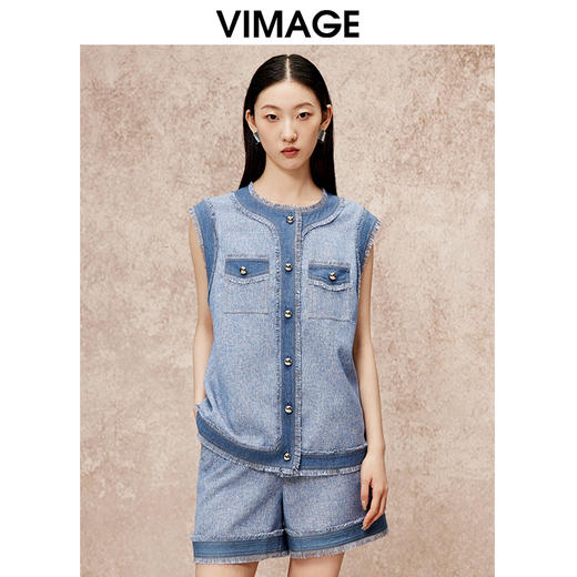 VIMAGE纬漫秋季新款廓形复古宽松百搭时尚马甲外套V2203835 商品图5