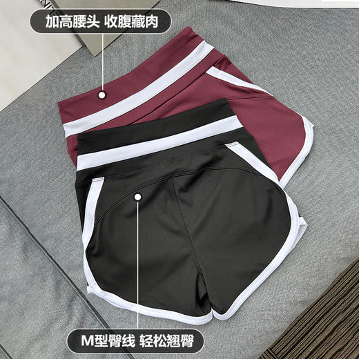 beemen 蜜桃臀运动短裤跳操热裤高腰瑜伽裤紧身防走光3分跑步健身裤 商品图2