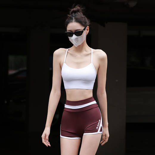 beemen 蜜桃臀运动短裤跳操热裤高腰瑜伽裤紧身防走光3分跑步健身裤 商品图1