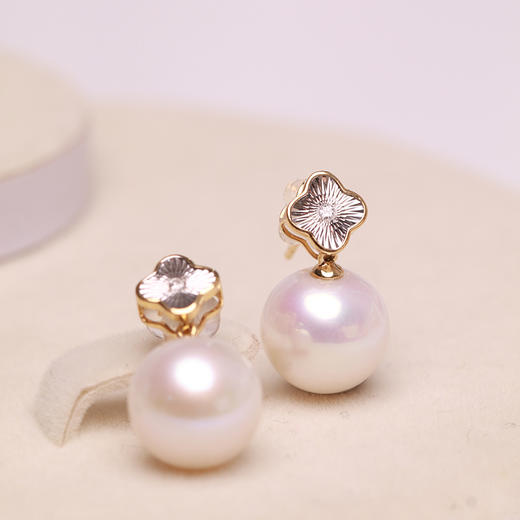 美裕 18K金淡水珍珠耳钉10-11mm 108303 W 商品图2