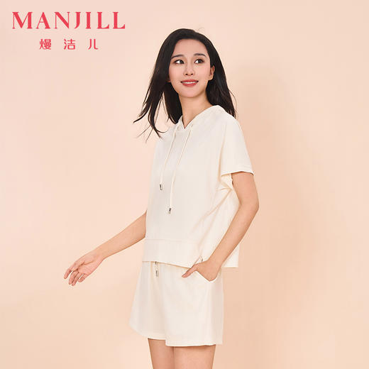 【商场同款】熳洁儿 女士家居服桑蚕丝短袖短裤户外休闲套装宽松舒适可外穿24203235 商品图1