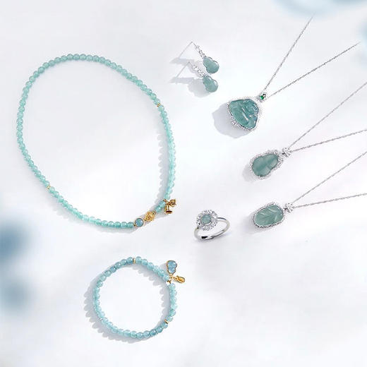 蓝水翡翠国风首饰，沁人沁心，浑然天成，多款可选 商品图0