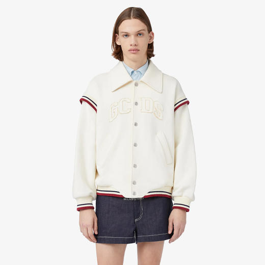 GCDS 男士字母徽标刺绣休闲外套 米色 A1OM0901JA415 商品图1