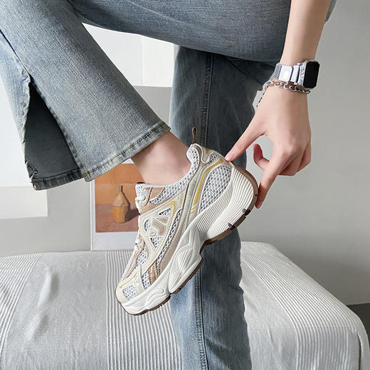 「2024夏季新款！清凉一夏」透网老爹鞋厚底学生休闲鞋ins潮直播韩版跑步鞋 商品图2