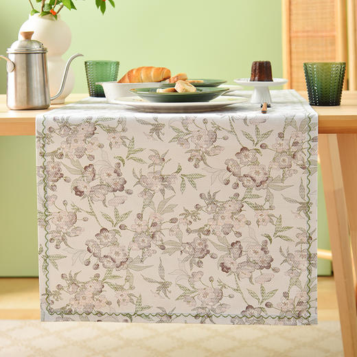 桃花夭夭系列桌旗轻奢茶旗高端茶几法式复古美式桌旗 商品图2