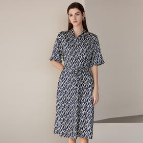 【桑蚕丝系带连衣裙】24年春夏新品女士中长款真丝系带收腰连衣裙