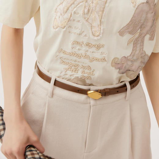 谜底牛皮革腰带女士2024秋季新品复古百搭金属扣头腰带243MQ1360 商品图2