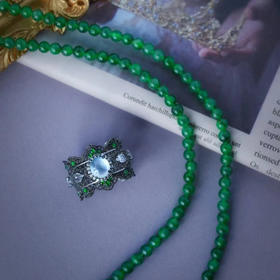 龢盒原创 18k黑金冰蛋蕾丝戒指