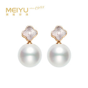 美裕 18K金淡水珍珠耳钉10-11mm 108303 W