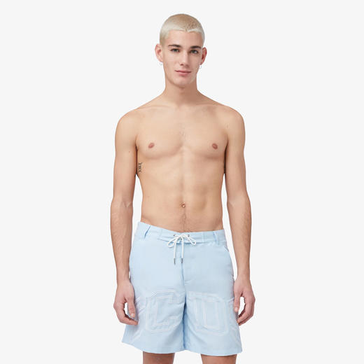 GCDS 男士字母徽标刺绣棉质休闲短裤 浅蓝色 A1CM3905TC570 商品图1