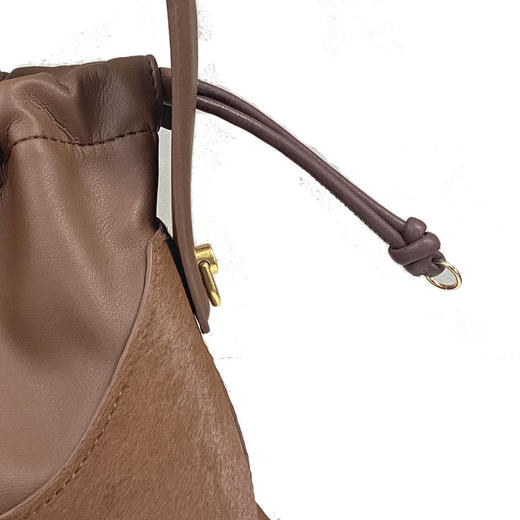 谜底包包女2024秋新品美拉德色系马毛包拼接设计手提包243MQ1363 商品图3