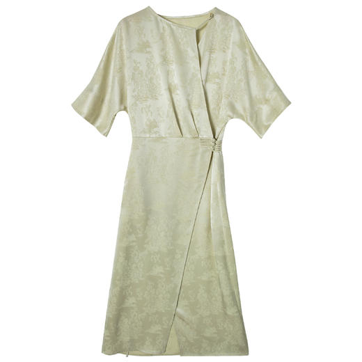 西嘉C+IMPRESS/西嘉醋酸提花短袖收腰连衣裙女夏新款连肩袖新中式旗袍(货号:LYQ2402068) 商品图4