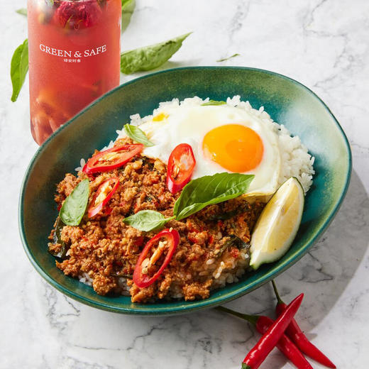 泰式打抛猪肉饭(辣)套餐 Thai Pork Krapaw with Rice Set  商品图0