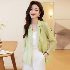 雀说天丝西装外套女薄款新款小个子休闲七分袖防晒小西服AL8613
